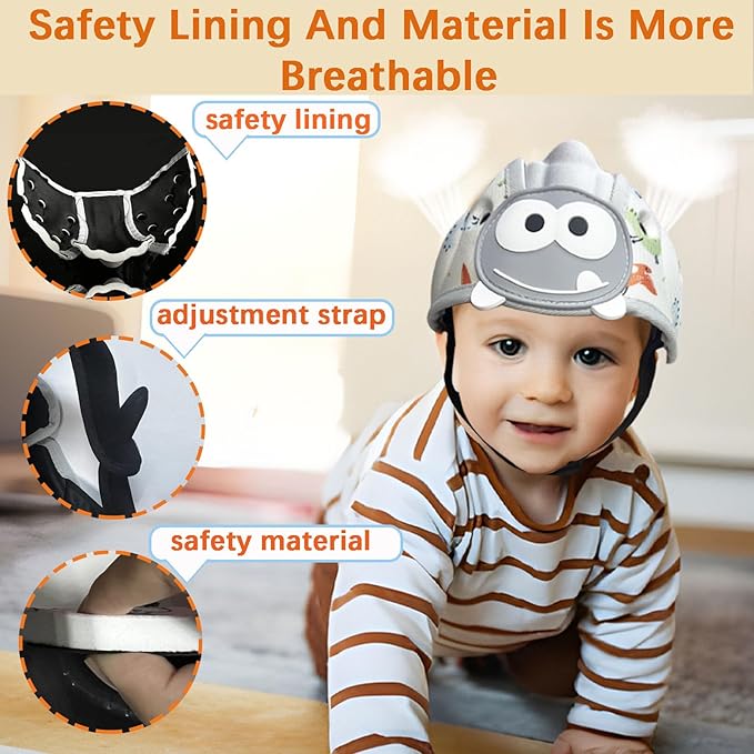 Baby Helmet for Crawing Walking,Soft Infant Safety Helmet,Baby Helmet 1-2 Years for Anti-Fall Head Protector,Adjustable, Breathable