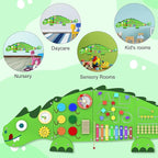 Activity Wall Panels for Kids: Dinosaur Sensory Wall Board for 3+ Years with 10 Activities - Wooden Decor for Toddler Playrooms Bedrooms Daycares