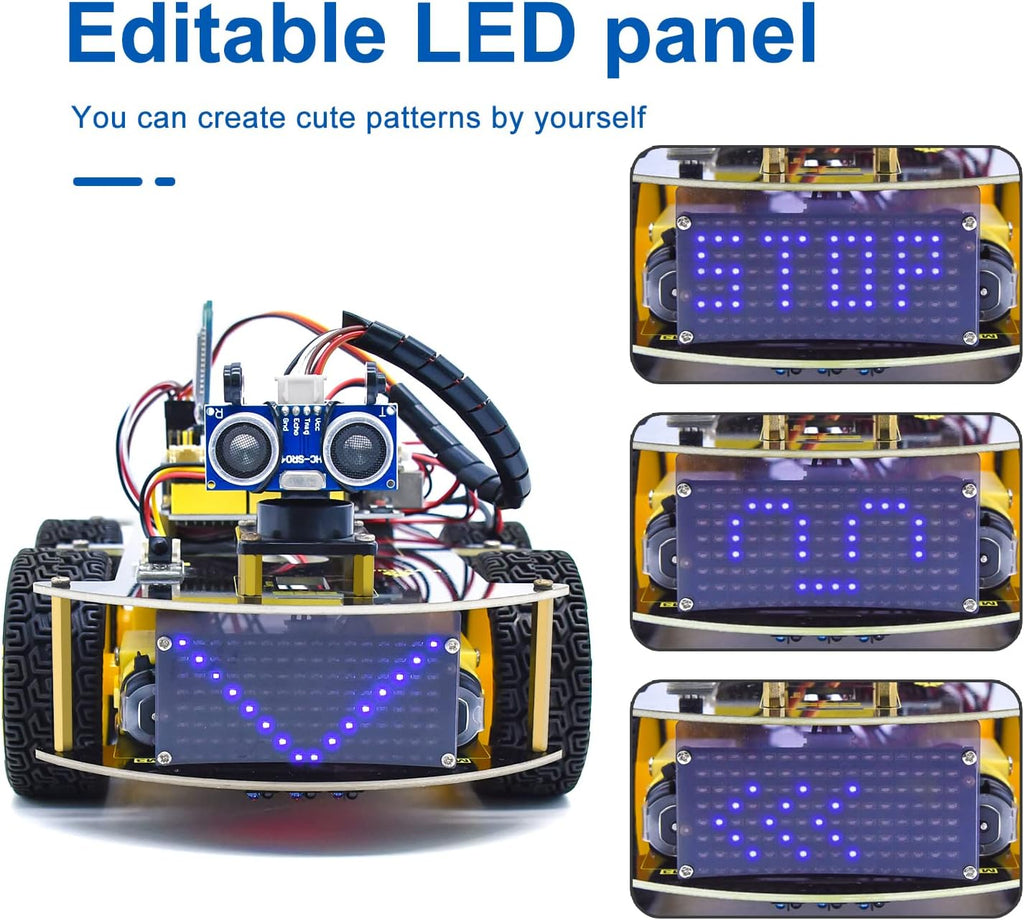 KEYESTUDIO Smart Car Robot,4WD Programmable DIY Starter Kit for Arduino for Uno R3,Electronics Programming Project/STEM Educational/Science Coding Kit for Teens Adults,15+