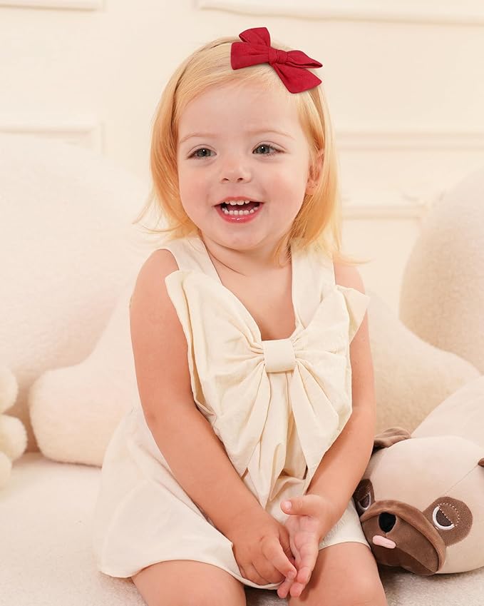 doboi 6PCS Christmas Baby Girls Headbands Hair Bows Star Nylon Cotton Linen Hairbands Fine Handmade Hair Accessories for Newborn Infant Toddlers Little Girls