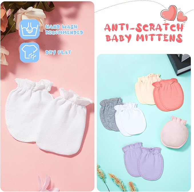 Syhood 6 Pairs Newborn Baby Mittens Cotton No Scratch Infant Gloves Mitten for Baby 0-6 Months Boys Girls