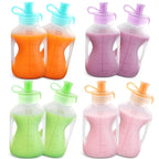 Silicone Reusable Baby Food Pouches with Straws, 8 Pack Leakproof Refillable Squeeze Pouches, Dishwasher, Freezer, Microwave Safe, 5OZ Baby Food Storage for Homemade Puree, Yogurt