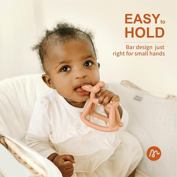 Baby Teether Toys for Teething Relief, Teething Toys 3-6 Months Food Grade Silicone Teether with Storage Box and Pacifier Clip, Baby Essential (Milk White Clip+Box)