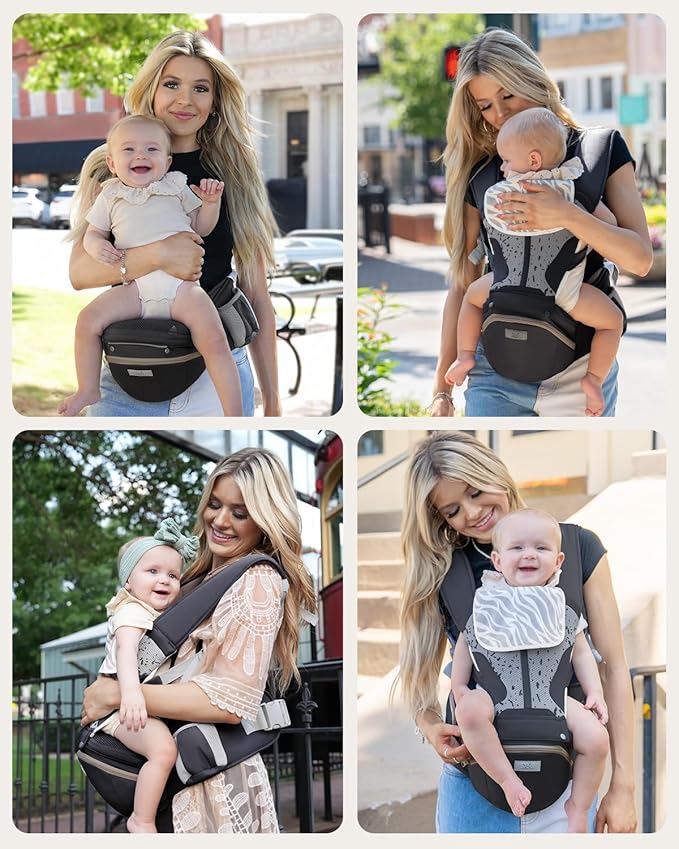 Baby Carrier Pro, MOMTORY Safety-Certified 6-in-1 Ultra Storage Baby Carrier Newborn to Toddler, Front & Back Baby Holder Carrier with Hip Seat, Pure Black