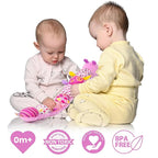 Infant Baby Musical Stuffed Animal Activity Soft Toys with Multi-Sensory Crinkle, Rattle and Textures for 0-3-6-12 Months Developmental Toys, Caterpillar, Purple