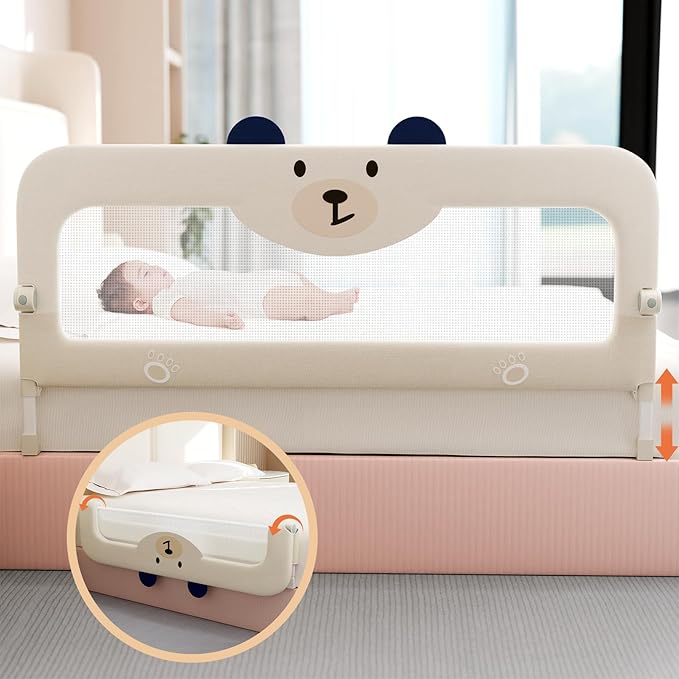 omzer Bed Guard Rail for Toddlers - 59'' Swing Down & Height Adjustable Bed Rail for Toddlers Baby Bed Rail Guard for Twin, Queen, King, Full Size