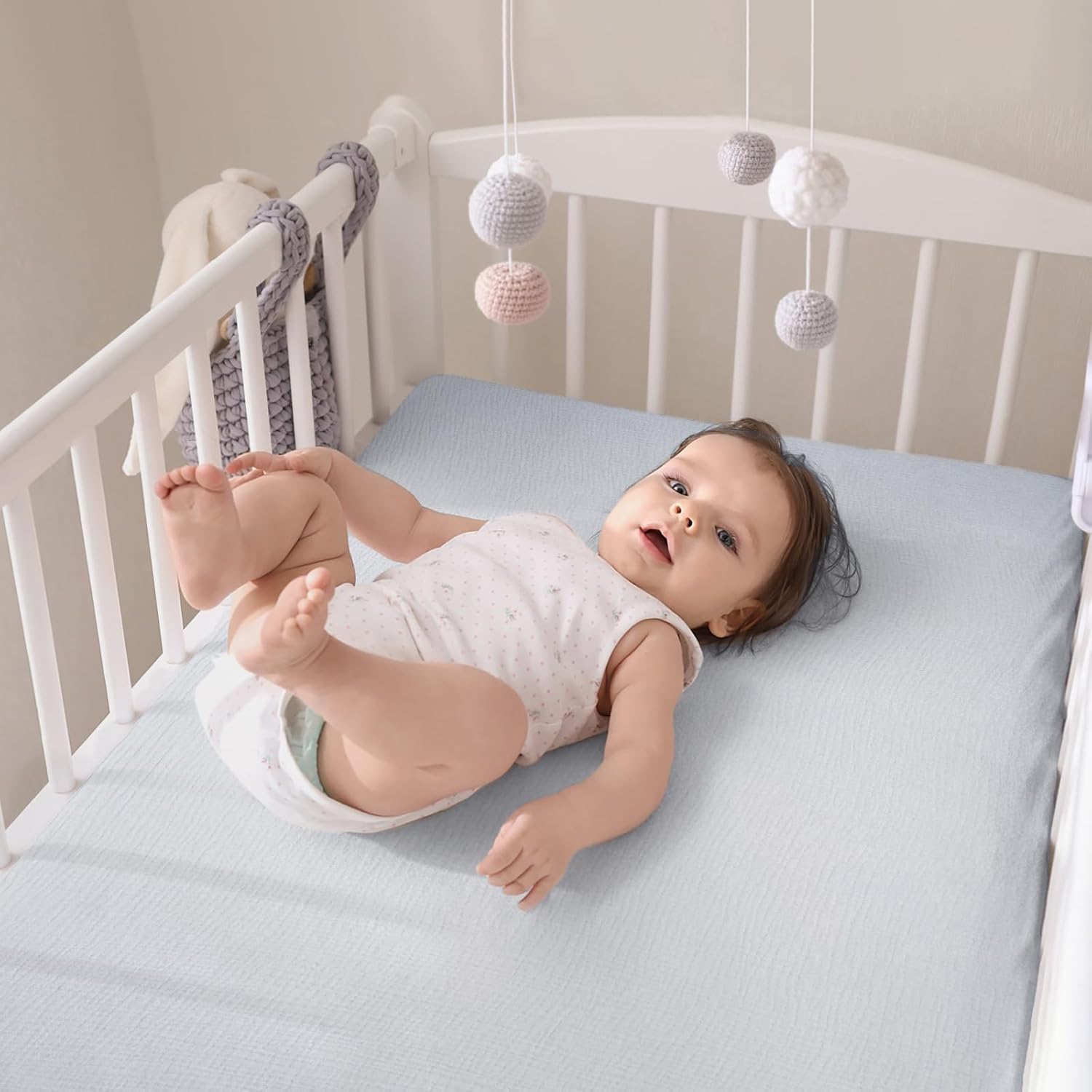 lulumoon Baby Muslin Crib Sheets - Toddler Cotton Fitted Crib Sheets Neutral for Boys and Girls 2Pack