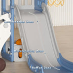 XJD 5 in 1 Toddler Slide, Kids Slide for Toddlers Age 1-3, Outdoor Indoor Playset for Toddlers with Basketball Hoop and Ball, Storage Space and Non-Slip Steps Telescope (Blue)