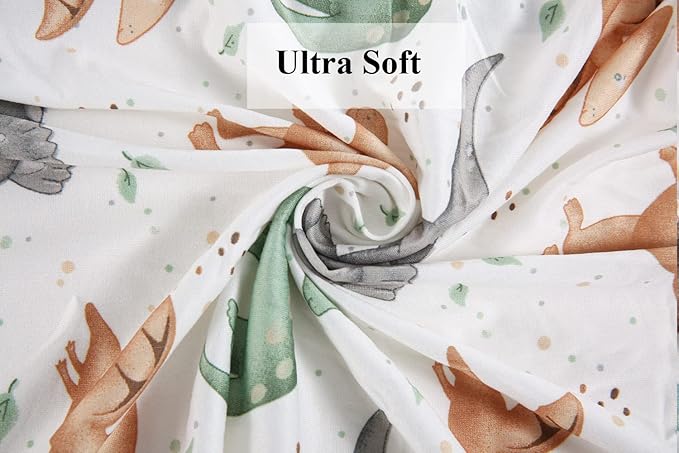 Pack n Play Sheet Stretchy Fitted Portable Mini Crib Sheets Set 3 Pack,Playard Sheets Convertible Playard Mattress Cover,Ultra Soft Jersey Material,Sun/Forest Deer/Dinosaur