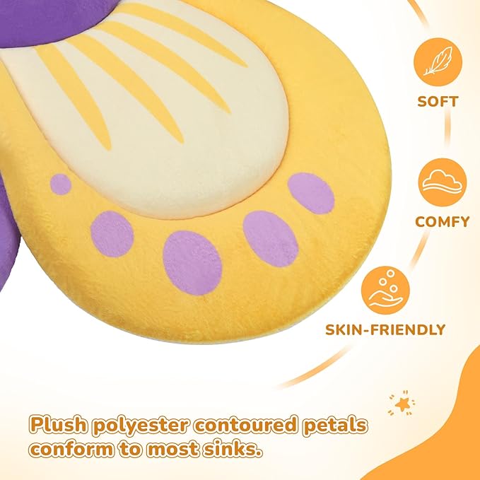 Flower Baby Bath Pad for Infant Bathtub Sink Flower Mat Tub Little Lotus - Petal Soft Supports Lounger Newborn Bathing Insert Seat Baby Essentials, Bees