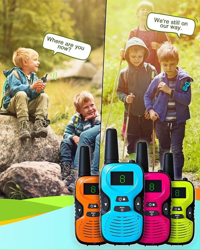 Walkie Talkies for Kids Long Range - Kid Walkie Talkies with Replaceable Shell Backlit LCD Flashlight 3 Miles Range - Toys for 5-7 Year Old Boys and Girls (2 Pack - Rechargeable)
