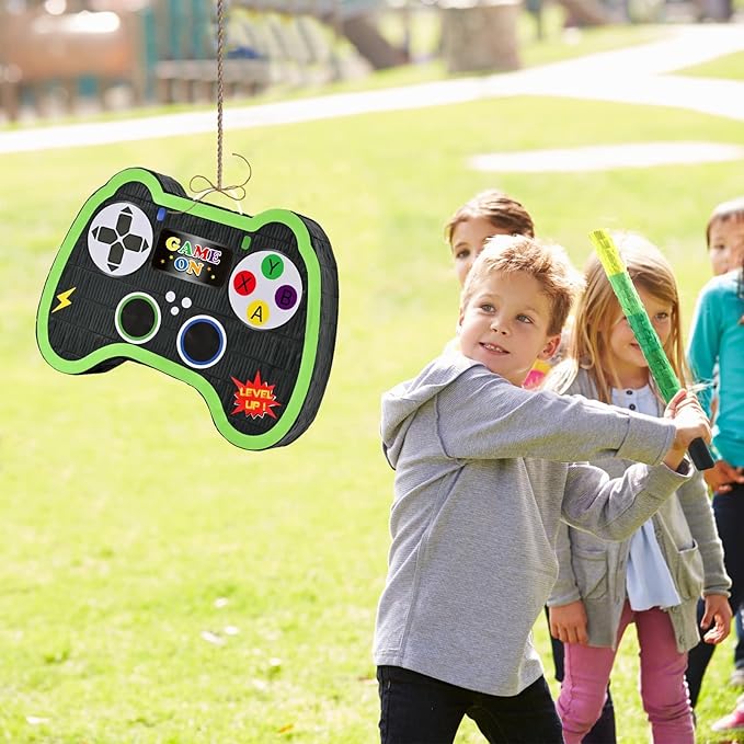 WERNNSAI Video Game Controller Piñata - Game Party Supplies Piñata Bundle with Blindfold and Bat for Boys Kids Gaming Theme Birthday Party Game Carnival Activity Decorations (15.7" x 12.2" x 3.1")