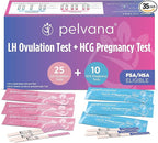 Pelvana Pregnancy and Ovulation Test Strips Combo Kit - 25 LH Fertility Test Strips + 10 Pregnancy HCG Checker Kits - Identify Your Peak Fertility Days - Easy at Home Ovulation Tests (35 Piece Kit)