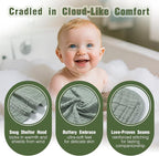 Hooded Baby Bath Towels for Newborn, 2 Pack 100% Cotton 32x32Inch Baby Bath Towel with Hood for Babies, Infant, Toddler and Kids, Soft and Absorbent Newborn Essential (Green and Grey)