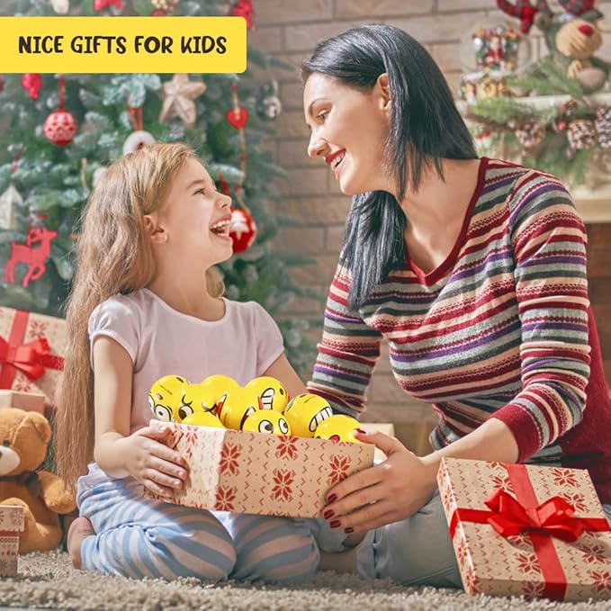 LovesTown Mini Stress Balls, 36PCS 2Inch Smiley Face Stress Balls Yellow Funny Foam Stress Relief Toys for School Carnival Reward Student Prizes