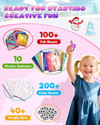 Baobrava Foil Art Fun Kit for Kids - DIY Toy Unicorn Princess Foil Art Craft Activity for Kids, Foam Stickers Fun Craft Kits & Supplies, Creative Christmas Birthday Gifts Travel Toys for 4 and Up