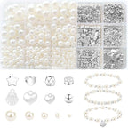 1000Pcs Pearl Beads for Bracelets Making, Pearl Beads for Jewelry Making for Adults, Silver Bracelet Beads DIY Kit, Silver Spacer Beads for Bracelets, Women Friendship Bracelet Making Kit (Silvery)