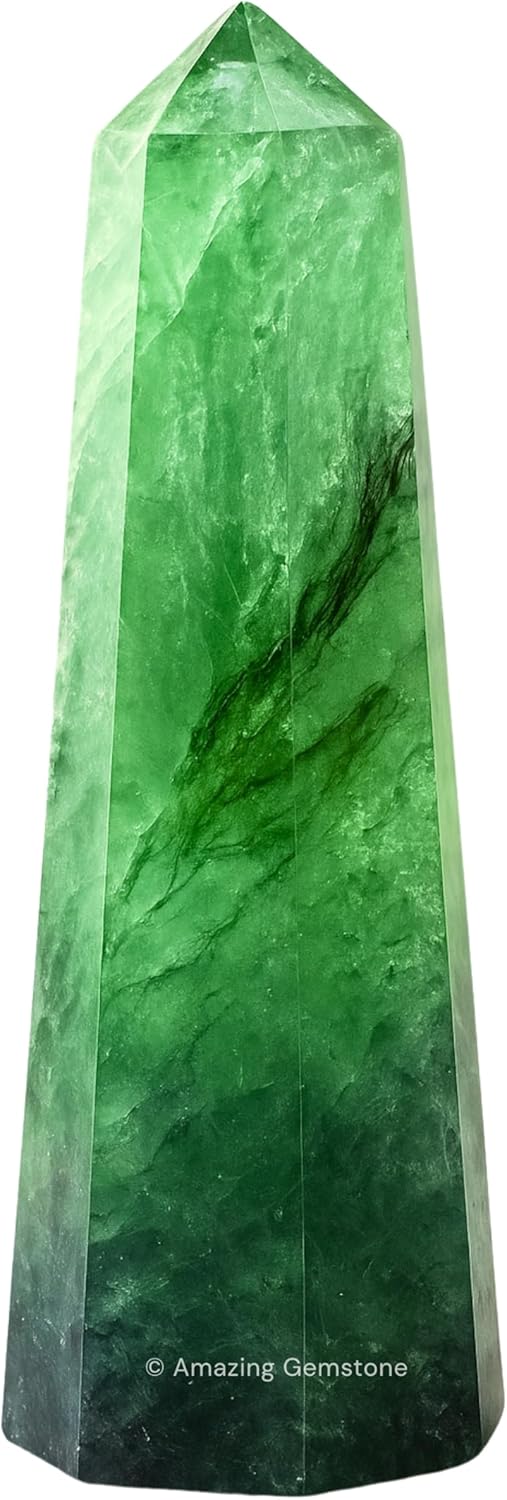 Amazing Gemstone Green Fluorite Crystal Towers - Natural Healing Crystal Point Obelisk for Reiki Healing and Crystal Grid (3 Inch)