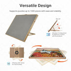 Wooden 2-in-1 Rotating & Tilting Puzzle Board for 1500 Pieces, 26"x36" Jigsaw Puzzle Table with Drawers, Cover & Lazy Susan, 60° Ergonomic Non-Slip Surface, Portable Board with 4 Sorting Trays