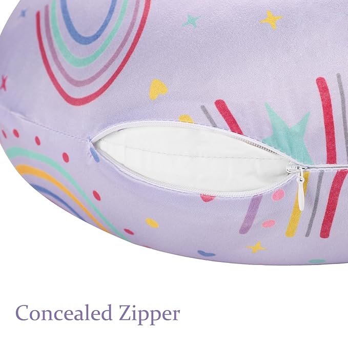 Nursing Pillow Cover, Removable Nursing Covers for Breastfeeding Pillows, Stretchy and Soft Fit for Baby Girls Boys Newborn, Purple Rainbow (Only Cover)