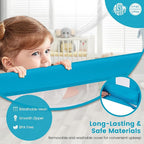HONEY JOY Bed Rail for Toddlers, 71-in Extra Long, Portable Safety Bed Guardrail w/Double Safety Child Lock, Foldable Baby Bed Rail Guard, Fit King & Queen Full Twin Size Bed Mattress(Blue, Pack 2)