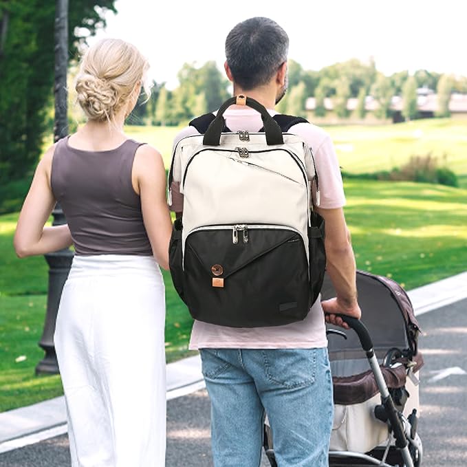 Hap Tim Baby Diaper Bag for Boys Girls, Large Backpack Diaper Bags with Double Compartments, Baby Registry Search Shower Gifts Stuff Newborn Must Haves（7340-BH）