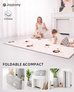 Baby Play Mat 59x71 Inch, 2 in 1 Fabric & XPE Dual-Sided Design Foldable Play Mats for Babies and Toddlers, Waterproof & Anti-Slip Baby Mat for Floor, Portable Baby Foam Crawling Mat with Travel Bag