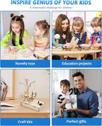 Poraxy STEM Kits for Kids Ages 8-10-12, 5 Set Wooden 3D Puzzles, Educational Science Experiment Building Projects Crafts, Toys for Ages 8-13, Birthday Gifts for Boys Girls 8 9 10 11 12 13 Years Old