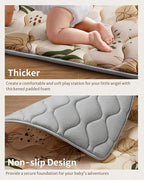 Blissful Diary Baby Play Mat, 47x47 Infant Play Mat for Playpen, Thicken Foam Cushioned Baby Mat for Floor, Non-Slip Kids Play Mat, Washable Baby Playmat for Babies,Toddlers, Earth Tones Design