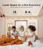 Little Dove Play Tent with Mat, Star Lights, Kids Playtent Indoor, Toddler Play Tent Large Outdoors for Kids Aged 3+, 52" x35" x 52", Toddler Teepee Play House with Windows