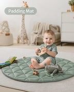 Blissful Diary Waterproof Baby Play Gym Mat, Wipe-Clean Vegan Leather Tummy Time Mat with 6 Detachable Toys, Baby Activity Mat, Sage Green