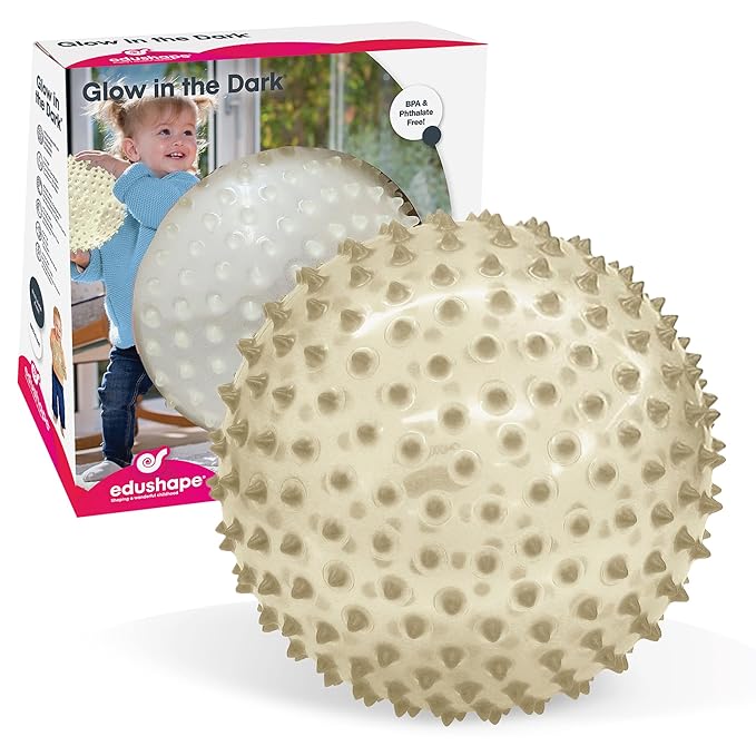 Edushape The Original Sensory Ball for Baby - 7" Glow-in-The-Dark Color Baby Ball That Helps Enhance Gross Motor Skills for Kids Aged 6 Months & Up - Vibrant, Colorful & Unique Toddler Ball