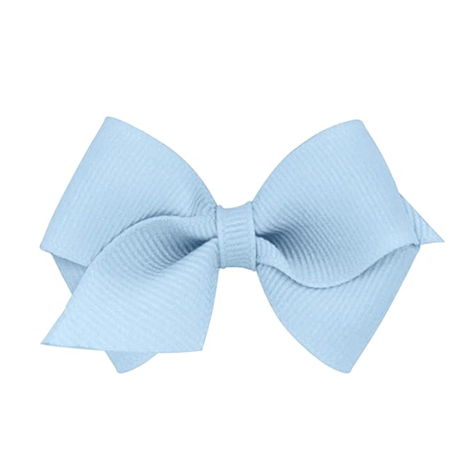 Wee Ones Girls' Plain Wrap Classic Grosgrain Hair Bows on a WeeStay No-Slip Hair Clip, Handmade, Wee, Millennium Blue