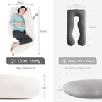 MOON PARK Pregnancy Pillows for Sleeping - U Shaped Full Body Maternity Pillow with Removable Cover - Support for Back, Legs, Belly, HIPS - 65 Inch - Ivory