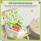 Booster Seat for Kitchen Chair with Backrest & 4 Adjustable Straps, Portable TPU Waterproof & Anti-Scratch Toddler Booster Seat for Dining Table, Removable & Non-Slip Booster SEat for Table