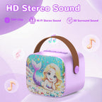Mini Karaoke Machine for Kids Teen Adults - Toddler Toys Birthday Gift for Girls Ages 3-12, Portable Bluetooth Speaker Set with 2 Wireless Microphones fits Family Fun Party Outdoor, Purple