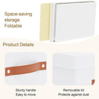 Fabric Storage Bins, Clothes Boxes for Shelves with Lids, 1 Pack Baskets for Organizing with Handles, Decorative Linen Closet Organizers, White, 16.5 x 11.8 x 10.2 Inch