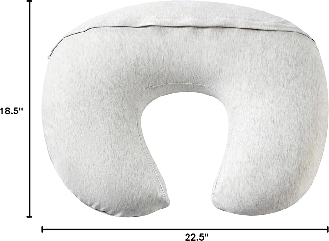Nursing Pillow, Plus Size Breastfeeding Pillow Original Support for Baby Boys Girls Breastfeeding Essentials, with Removable Soft Cotton Cover (Light Grey, Standard (23.62*18.11*5.91 Inches))