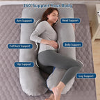 Amagoing 55 inches Pregnancy Pillows for Sleeping, U Shaped Maternity Full Body Pillow for Pregnant Women with Hip, Leg, Back, Belly Support, Washable Velour Cover Included