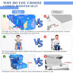 Toddler Booster Seat for Dining Table, Dinosaur Booster Seat for Table with Backrest and Adjustable Seat Belts Non-Slip Bottom Portable Booster Seat Increasing Cushion for Kid Baby Eating Travel Home