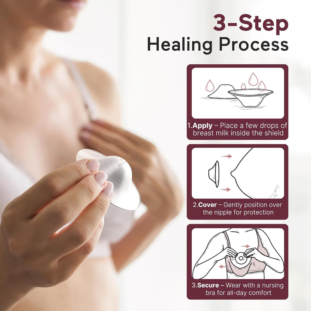 Momcozy 999 Silver Nursing Cups, Hole-Free Design, 999 Silver Nipple Shields, Breastfeeding Essentials, Silver Nipple Shields for Breastfeeding Newborns, Metal Nipple Shields, Regular Size