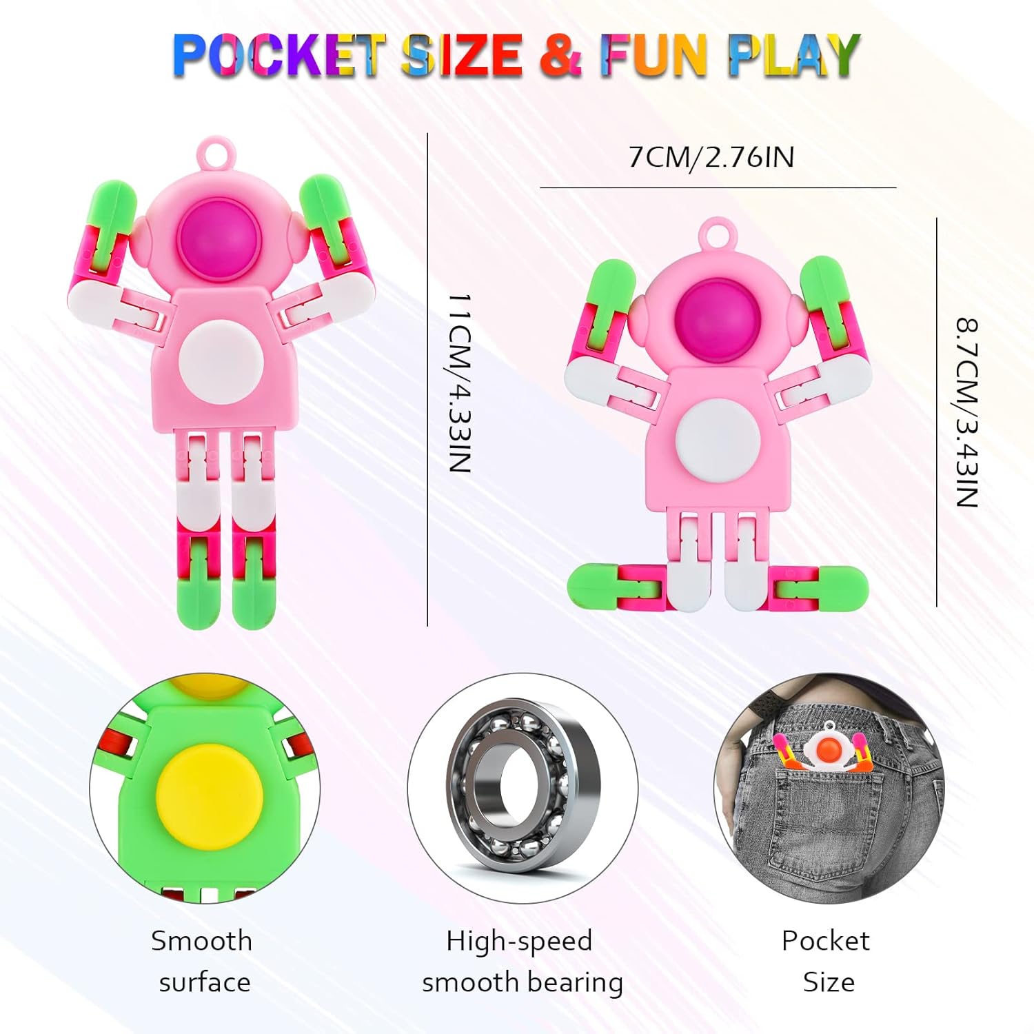 24 Pack Pop Fidget Spinners Bulk, Deformable Astronaut Key Chain Fidget Toys Bulk, Stocking Stuffers Birthday Gifts Party Favors for Kids, Student Gifts Classroom Prizes