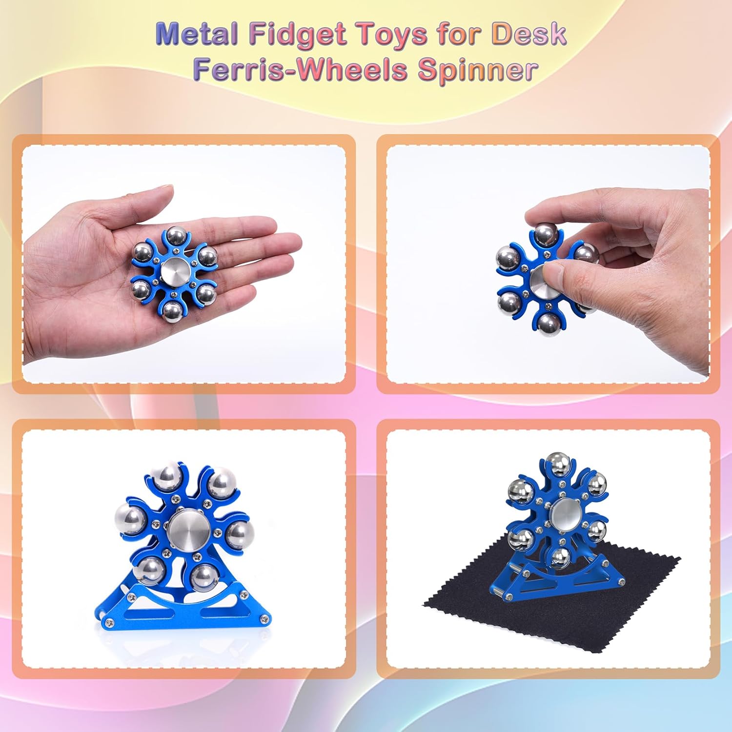 Desk-Fidget-Toys for Ferris-Wheels-Spinner: Metal Kinetic-Spinner 4mins, Cool-Gadgets for Kid Children Teen Adult EDC-Toy, ADHD Tools Cool-Stuff Stress Relief Gift for Office Home School Christmas