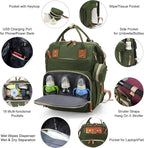 Diaper Bag with Changing Station, Waterproof 3 in 1 Baby Diaper Backpack with Foldable Changing Pad, Large Travel Back Pack for Girl Boy, Green