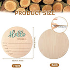 Baby Announcement Sign, 5.9 Inch Wooden Hello World Newborn Signs, Birth Announcement Sign, Baby Shower Hospital Nursery for Newborn Boys and Girls (Spark Green)