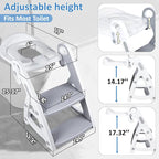 Primlect Potty Training Seat, 2-in-1 Toddler Toilet Seat with Step Stool, Ultra-Stable Potty Chair Attachment, Adjustable Seat and Step Ladder, Non-Slip Design, Splash Guard for Boys and Girls(Grey)