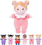 OUOZZZ Soft Baby Doll for 1 Year Old Girl Gifts - Toys for Girl Birthday Christmas Plush Gift for Toddler First Doll Adorable Pink Bow 10"