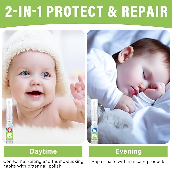 2Pcs Nail Biting Treatment for Kids, Nail Biting Prevention, Helping Adults and Children with Finger-Biting Habits to Stop Nail-Biting and Finger-Sucking Habits, Green