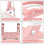 2 in 1 Potty Training Toilet Seat & Toddler Step Stool, Bottom Triangle Stability Toddler Toilet Seat, Adjustable Step & Seat Height Potty Seats for Toddlers Boys Girls (Pink)