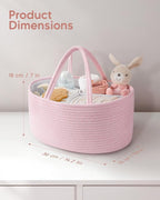 Maliton Baby Diaper Caddy Organizer, Cotton Rope Diaper Caddy Basket, Large Storage Basket for Newborn Boys and Girls, Gift for Baby Shower List, Newborn Essentials